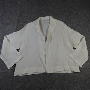 Bryn Walker Top Womens Large Linen Open Front Collared Blazer Boxy Lagenlook